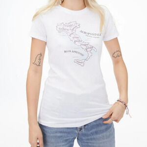 Aeropostale Italian Eats Graphic T-Shirt Size Women's XS NEW